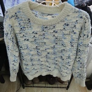 French Connection Textured Blue and Cream Sweater